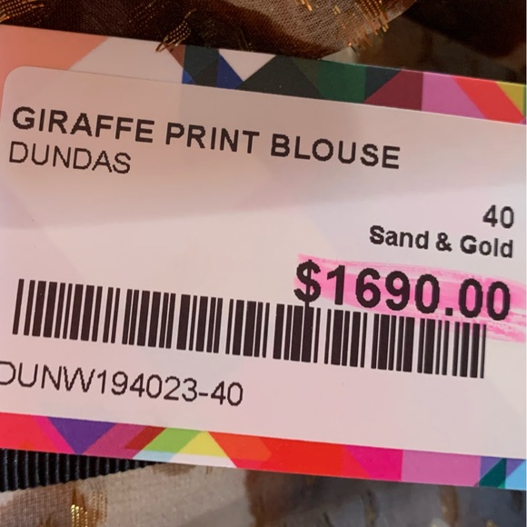 DUNDAS SILK $1690 GIRAFFE ANIMAL PRINT METALLIC TASSEL BLOUSE TOP NEW TAGS ITALY - Picture 10 of 10